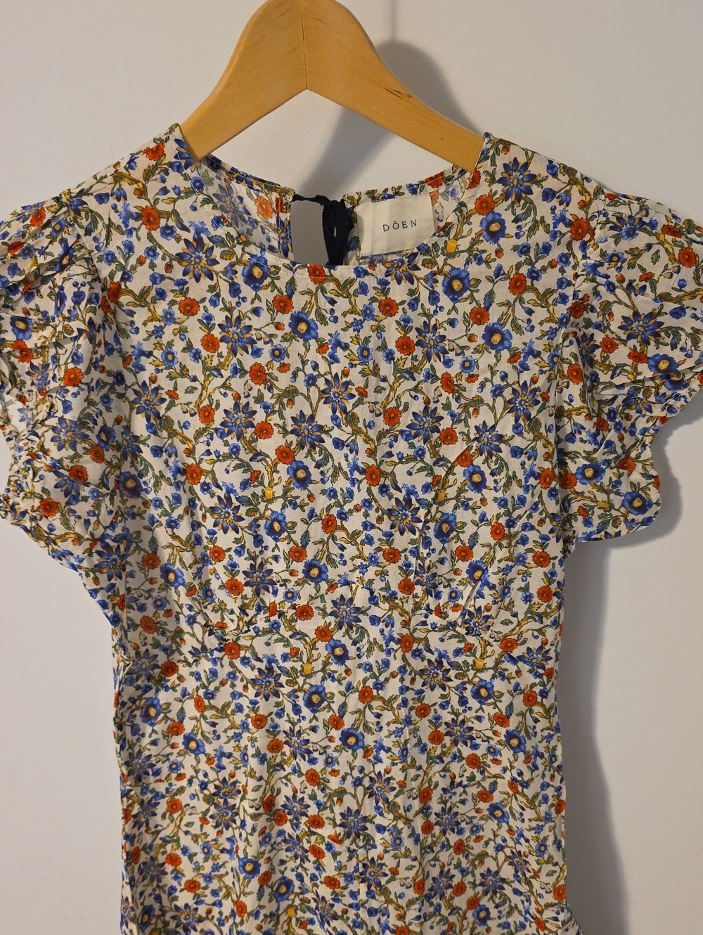 Doen Rhodia Romantic Floral Organic Cotton Midi Dress Size Medium Cottagecore - Picture 9 of 15